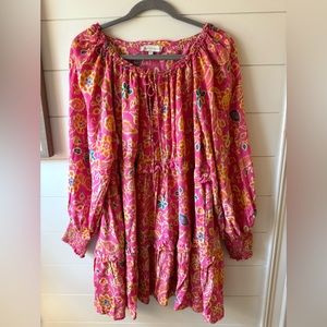 HOUSE OF HARLOW 1960 Pink Boho Printed Mini Dress Retro EEUC! Size Medium Spring